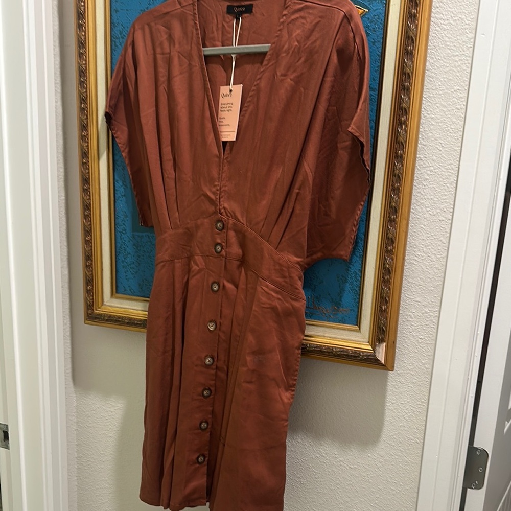 Quince vintage Wash Tencel Button Down Front Sleeve Midi Sundress in L, NWT - Picture 7 of 9